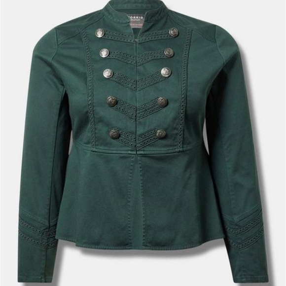 Torrid Darkest Spruce Stretch Twill Military Jacket - Picture 1 of 11